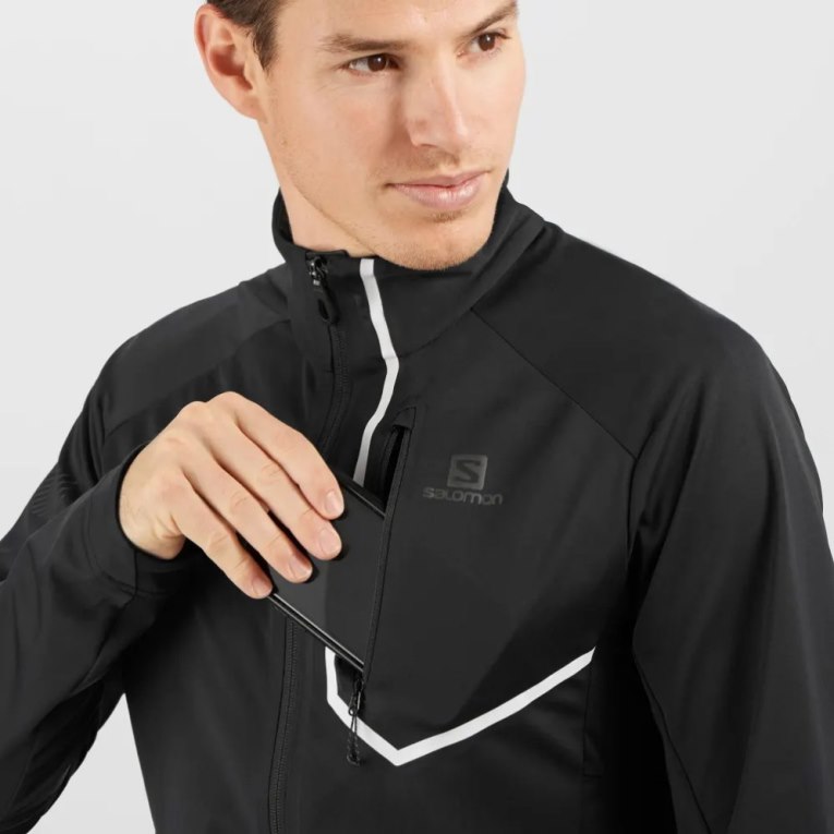 Pánské Bundy Salomon Gore Tex Infinium Windstopper Pro Černé | CZ 48GLWQY